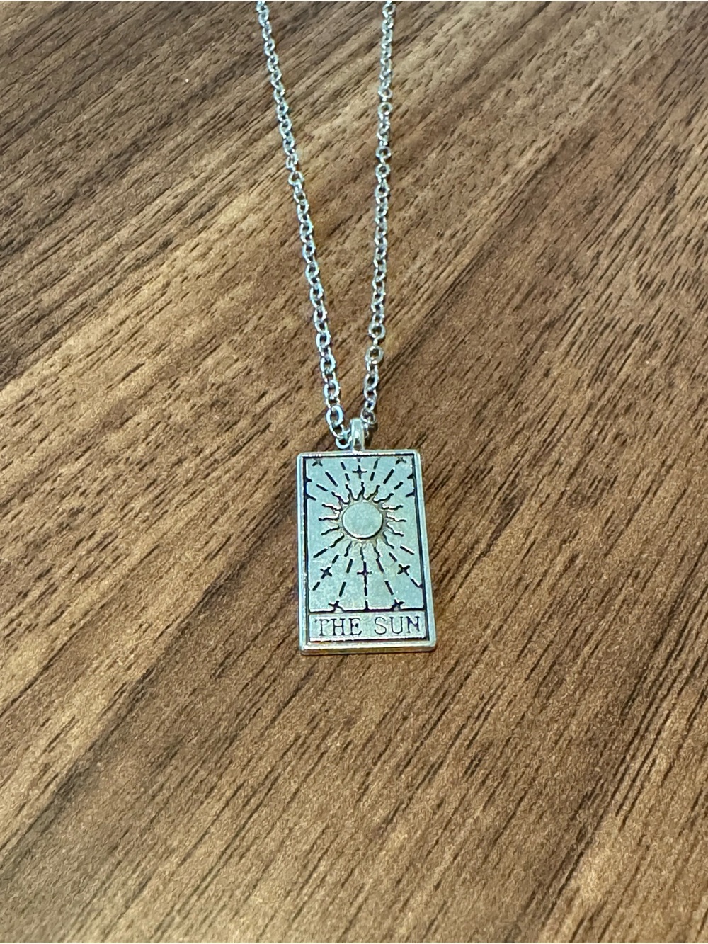 Silver 'The Sun' Tarot Pendant Necklace - Picture 2 of 2